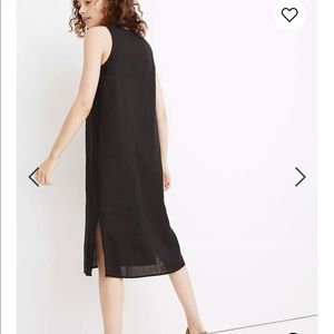 Madewell Linen Blend V Neck Dress with Side Slits